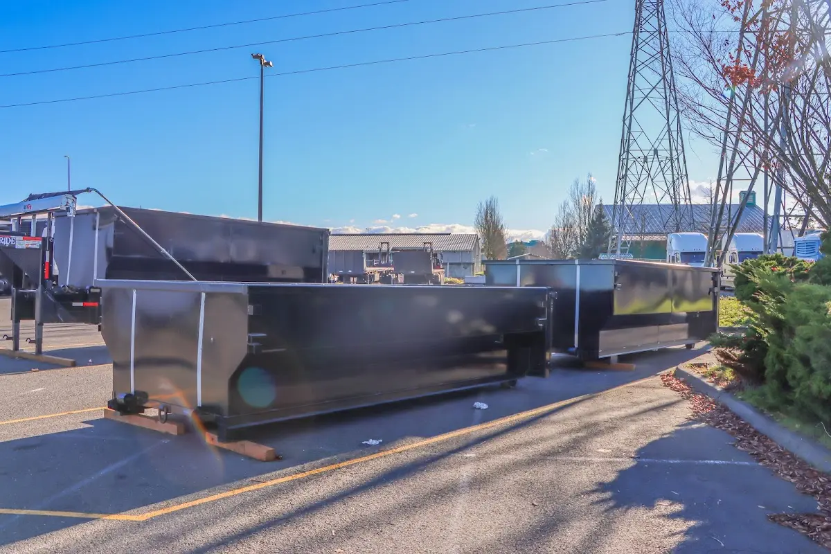 Roll-off dumpster ready for waste disposal at job site for 20 Yard Dumpster Rental in Duxbury